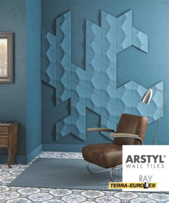 walltiles ray синего цвета - фото стеновых панелей